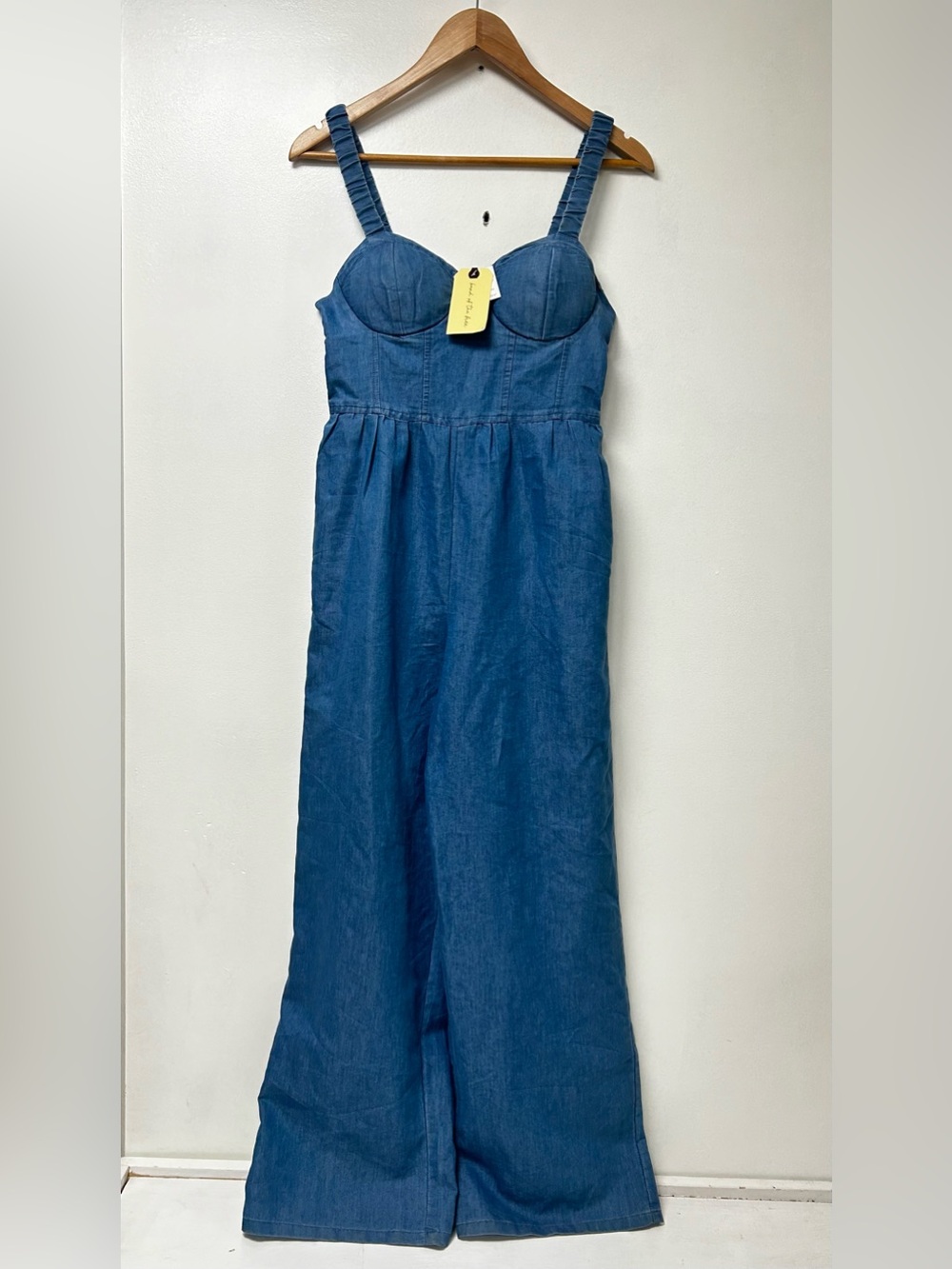 Band of the Free B.O.G. Collective Chambray Denim Wide Leg Jumpsuit Size S NWT